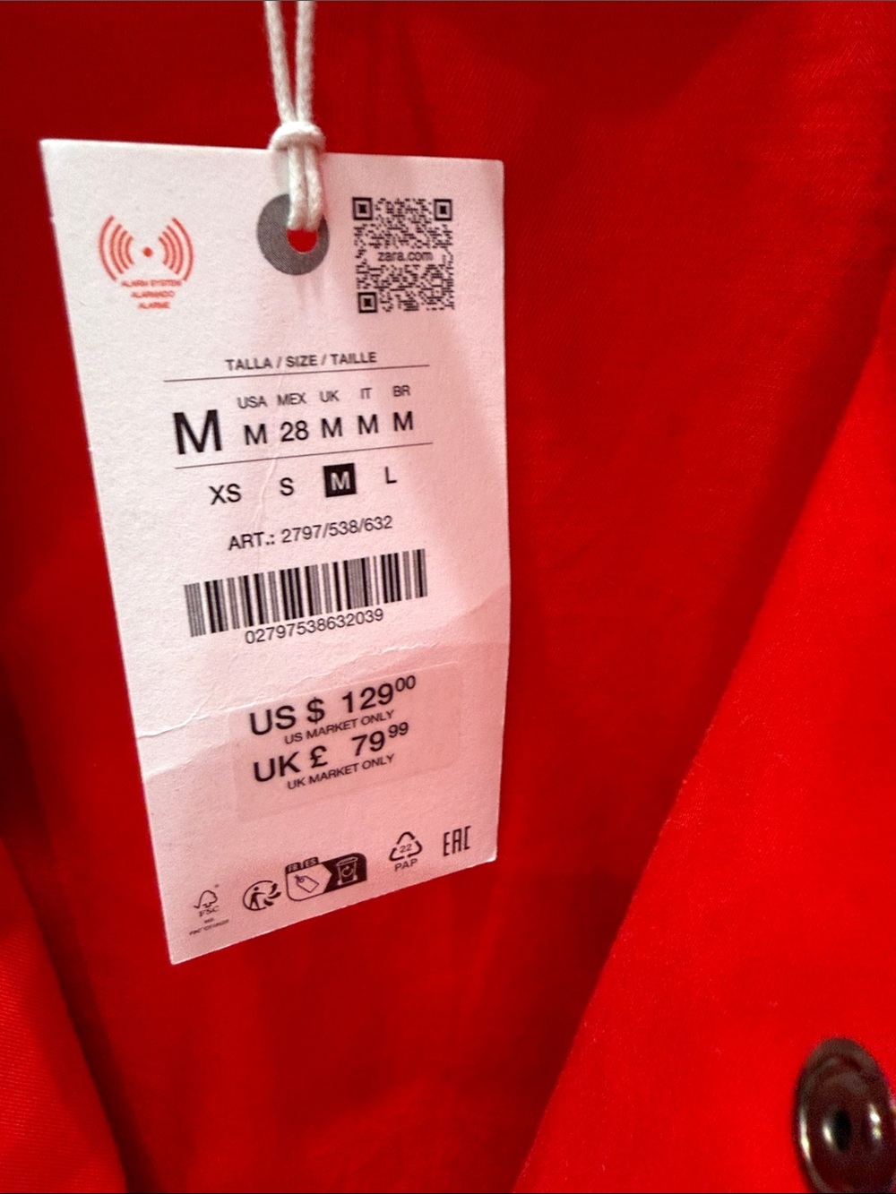 BNWT Zara Red High-Neck Belted Bomber Jacket - Picture 2 of 4